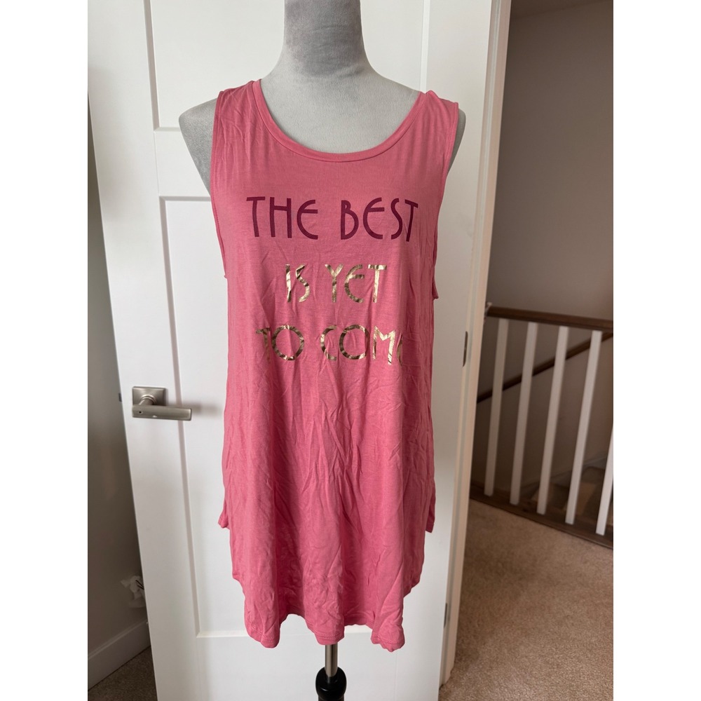 Old Navy Luxe Pink Graphic Tank Top The Best Is Yet To Come Gold Foil XL